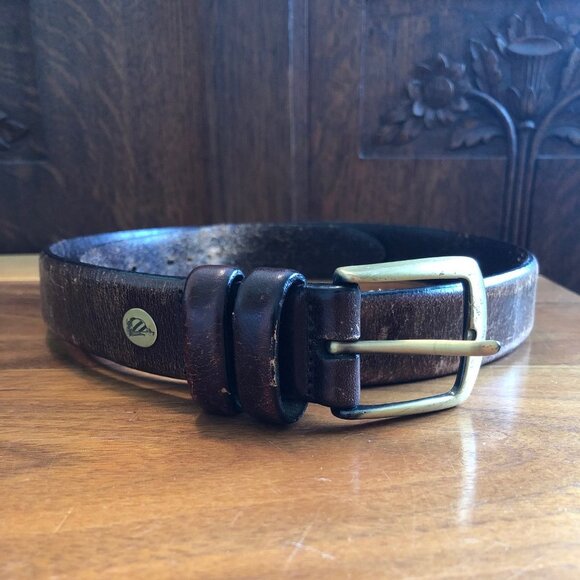 NAUTICA Casual Dress Belt Leather with Solid Brass Logo Buckle Brown 40 inches - Picture 2 of 4